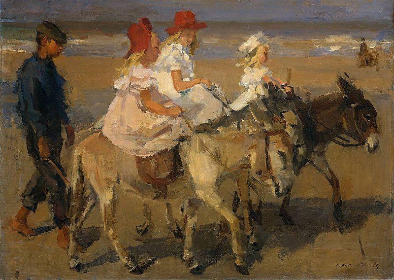 Isaac Israels Donkey Riding on the Beach Spain oil painting art